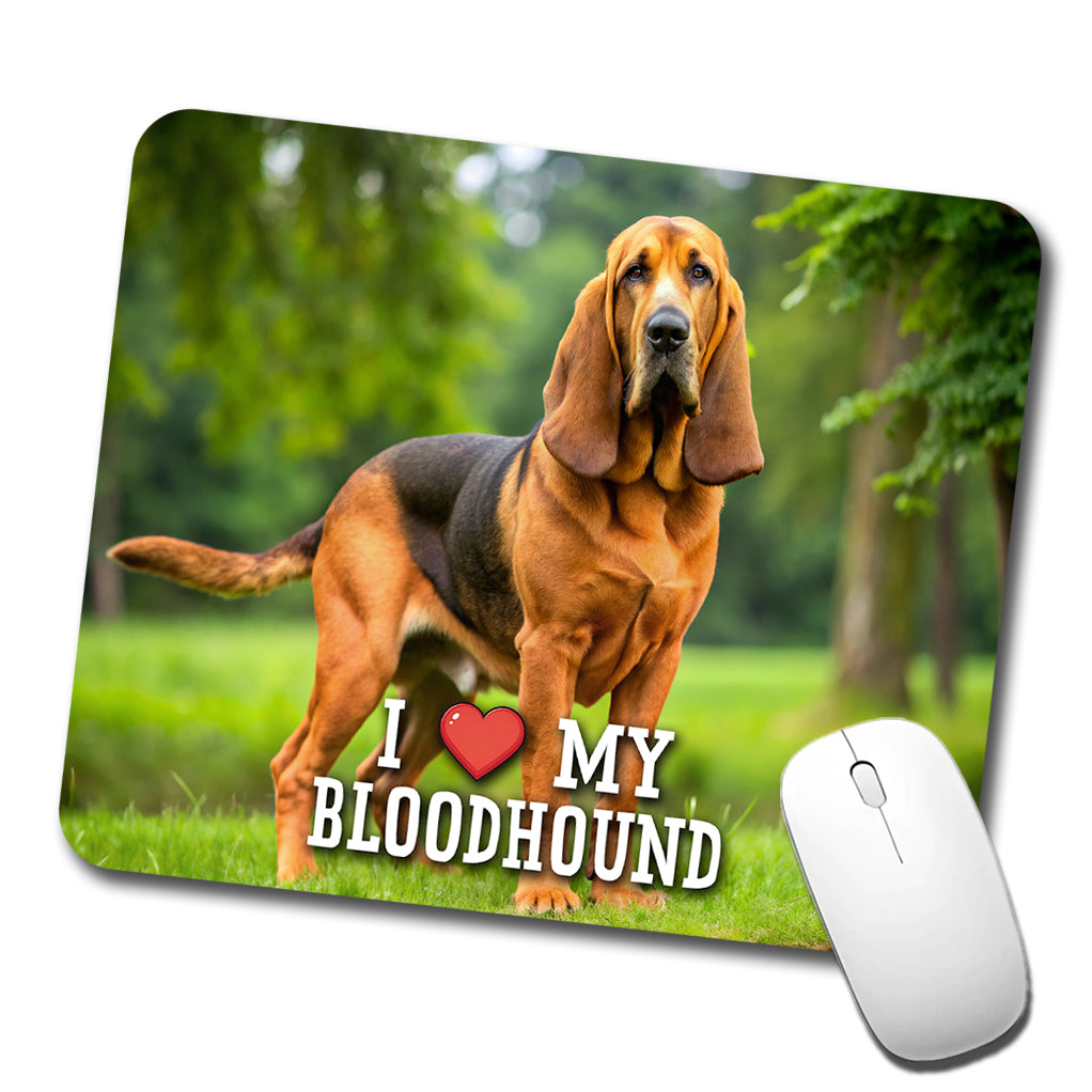 I Love My Bloodhound Dog Heart Low Profile Mouse Pad Mat