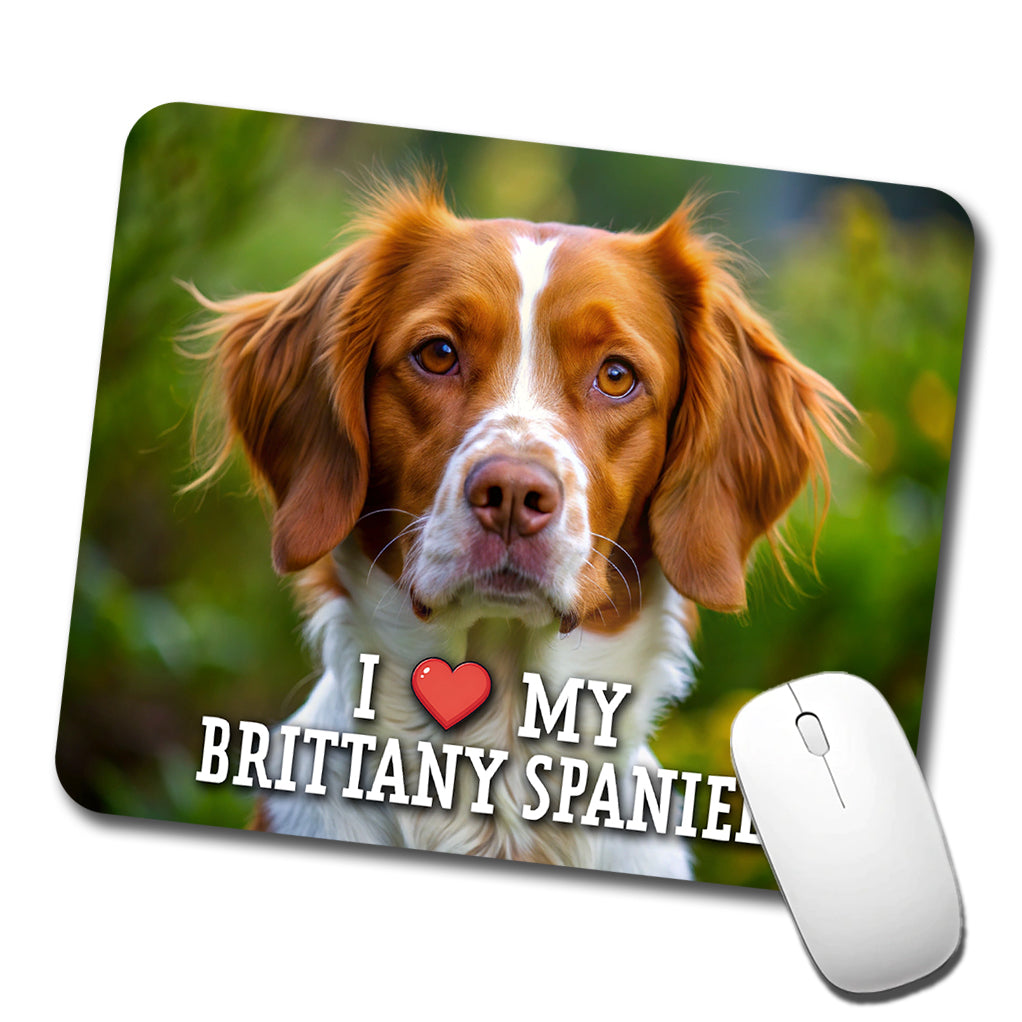 I Love My Brittany Spaniel Dog Heart Low Profile Mouse Pad Mat