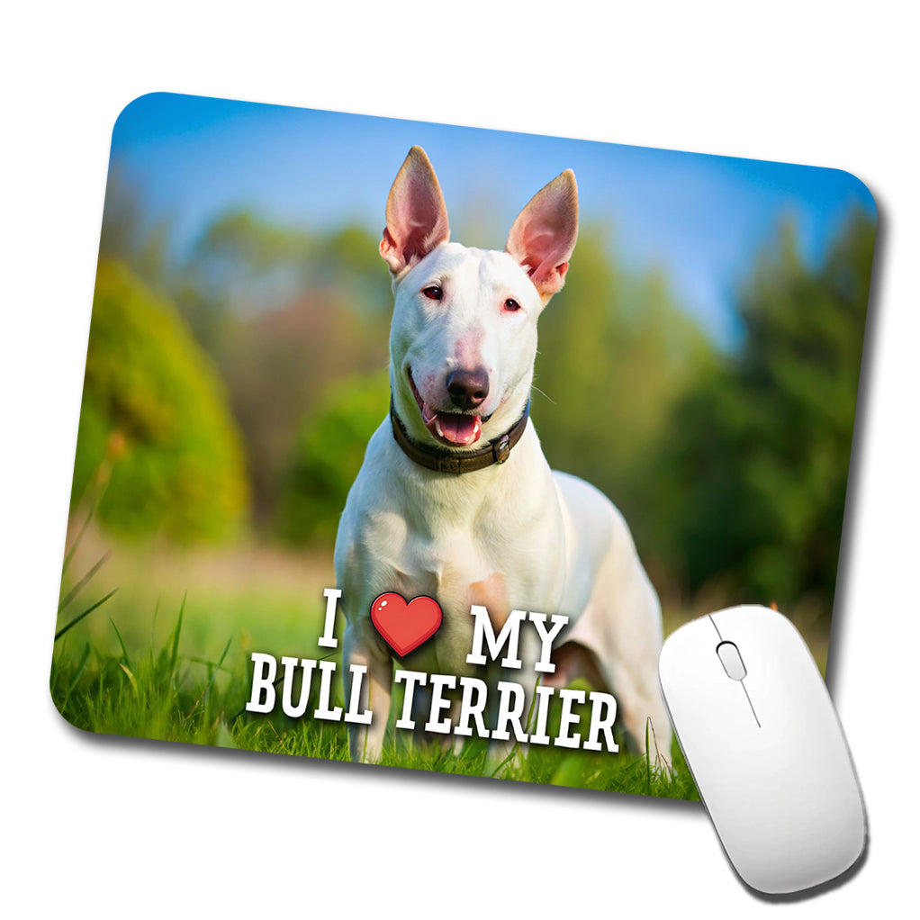 I Love My Bull Terrier Dog Heart Low Profile Mouse Pad Mat