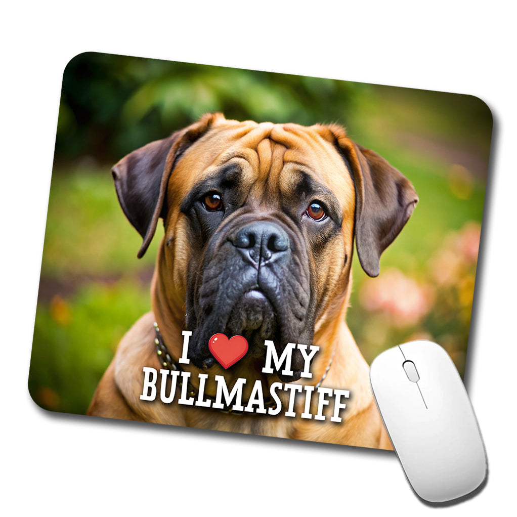 I Love My Bullmastiff Dog Heart Low Profile Mouse Pad Mat