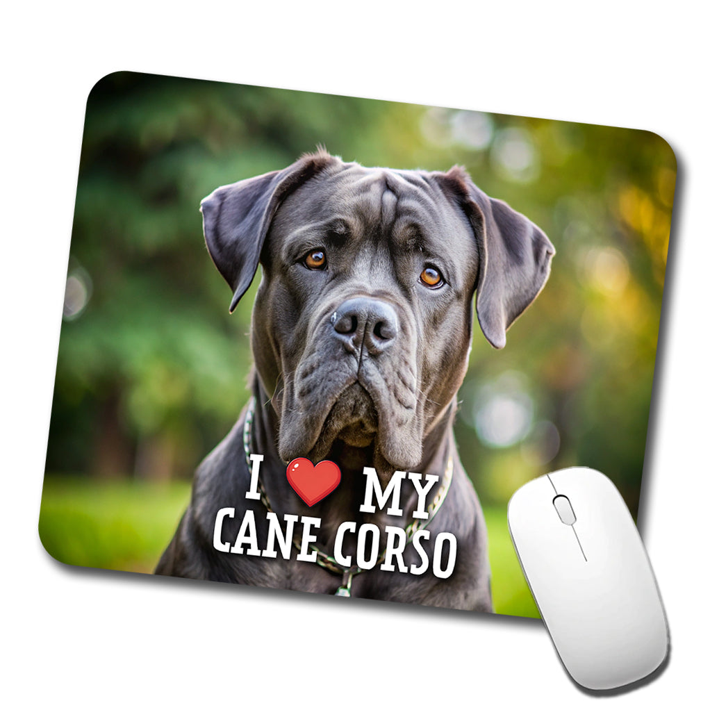 I Love My Cane Corso Dog Heart Low Profile Mouse Pad Mat