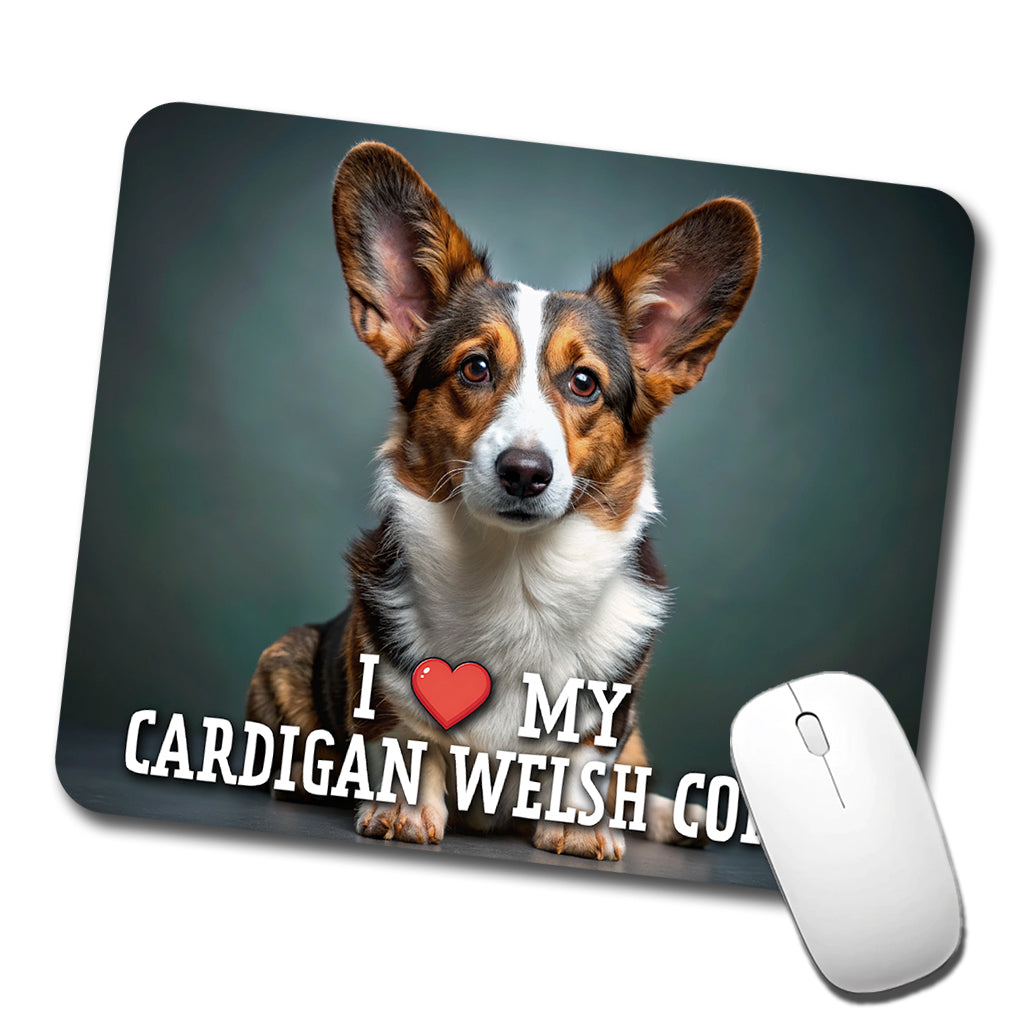 I Love My Cardigan Welsh Corgi Dog Heart Low Profile Mouse Pad Mat