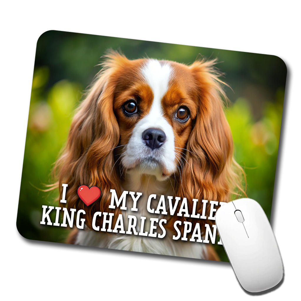 I Love My Cavalier King Charles Spaniel Dog Heart Low Profile Mouse Pad Mat