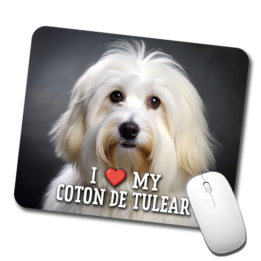 I Love My Coton De Tulear Dog Heart Low Profile Mouse Pad Mat
