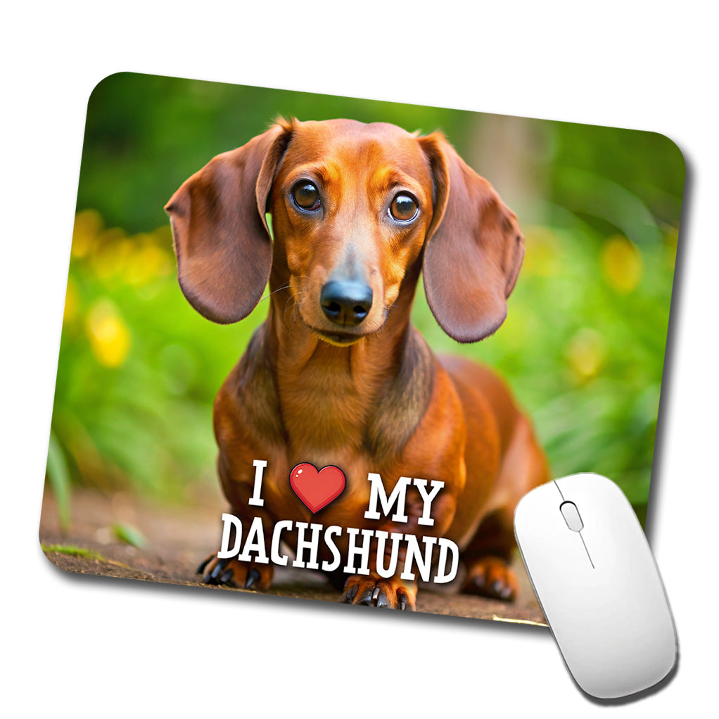 I Love My Dachshund Dog Heart Low Profile Mouse Pad Mat