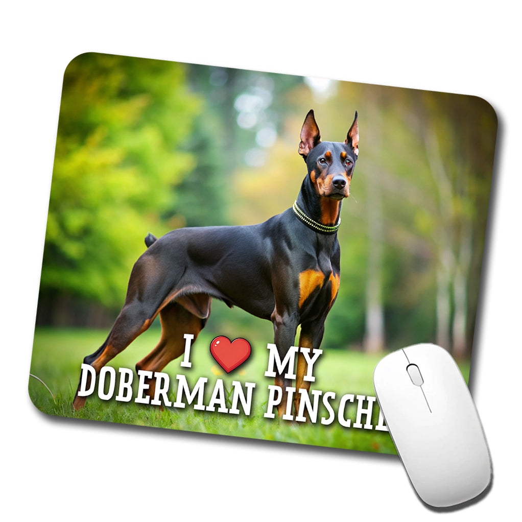 I Love My Doberman Pinscher Dog Heart Low Profile Mouse Pad Mat