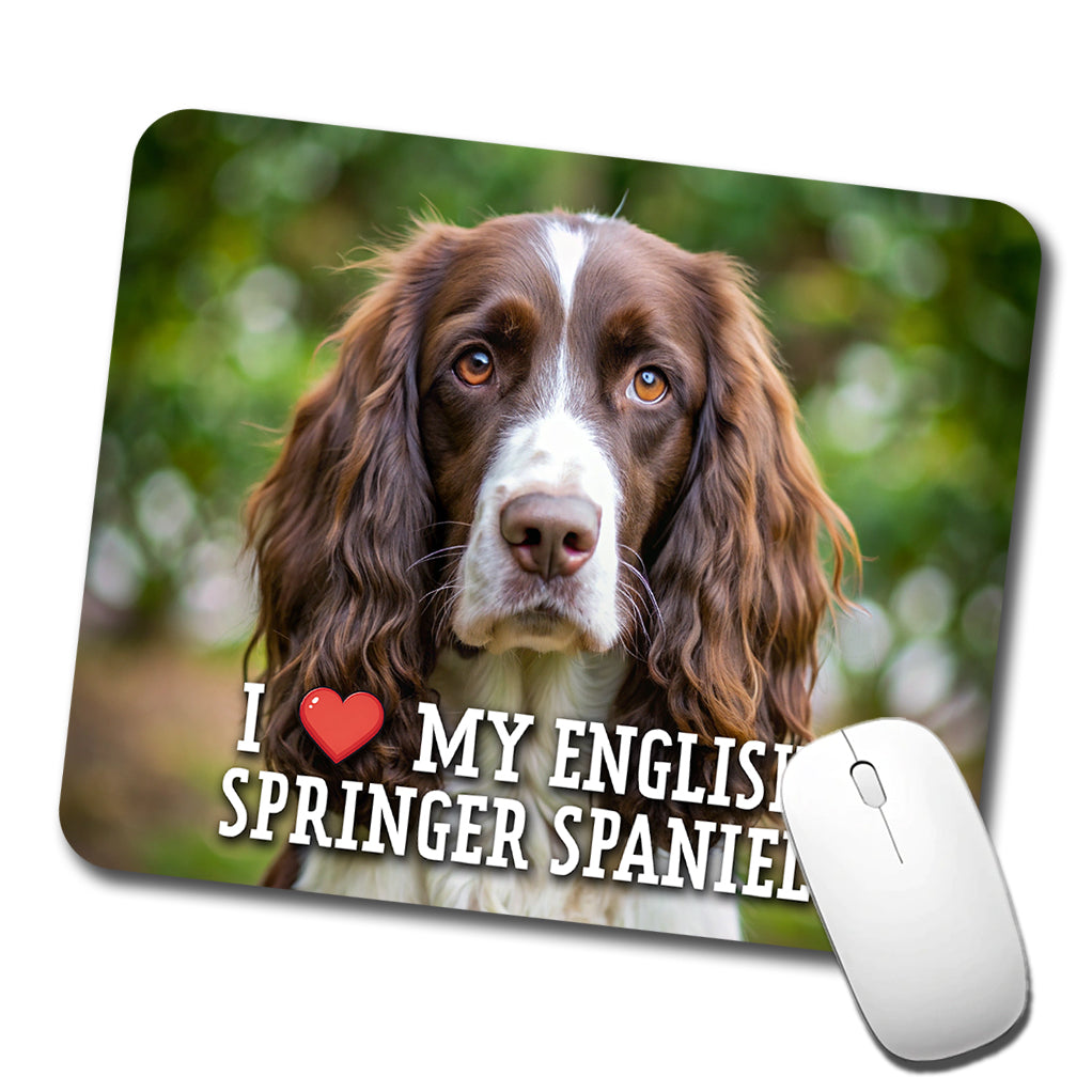 I Love My English Springer Spaniel Dog Heart Low Profile Mouse Pad Mat