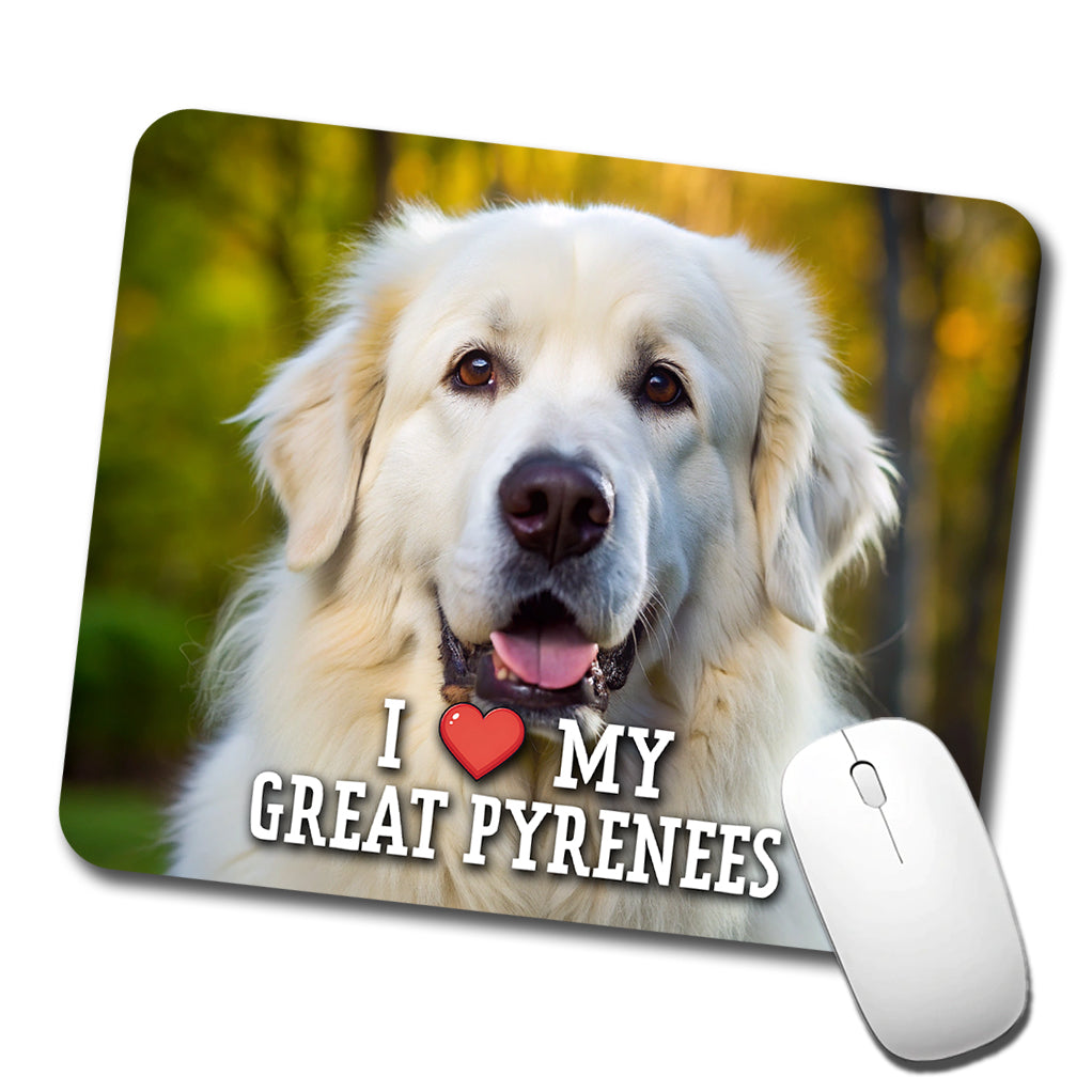 I Love My Great Pyrenees Dog Heart Low Profile Mouse Pad Mat