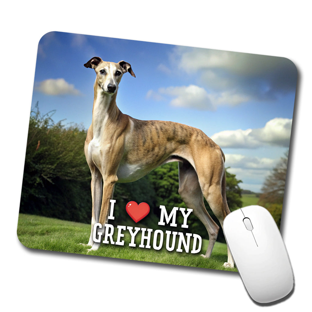 I Love My Greyhound Dog Heart Low Profile Mouse Pad Mat