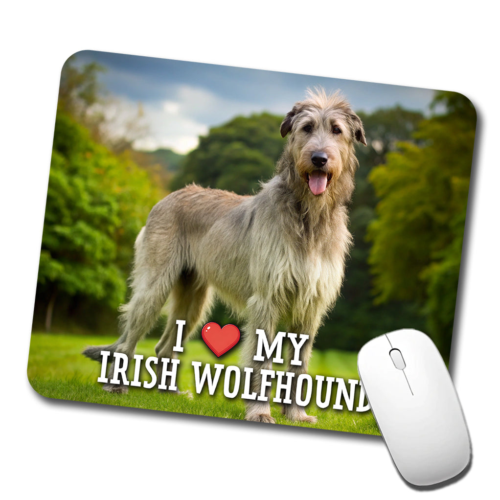 I Love My Irish Wolfhound Dog Heart Low Profile Mouse Pad Mat