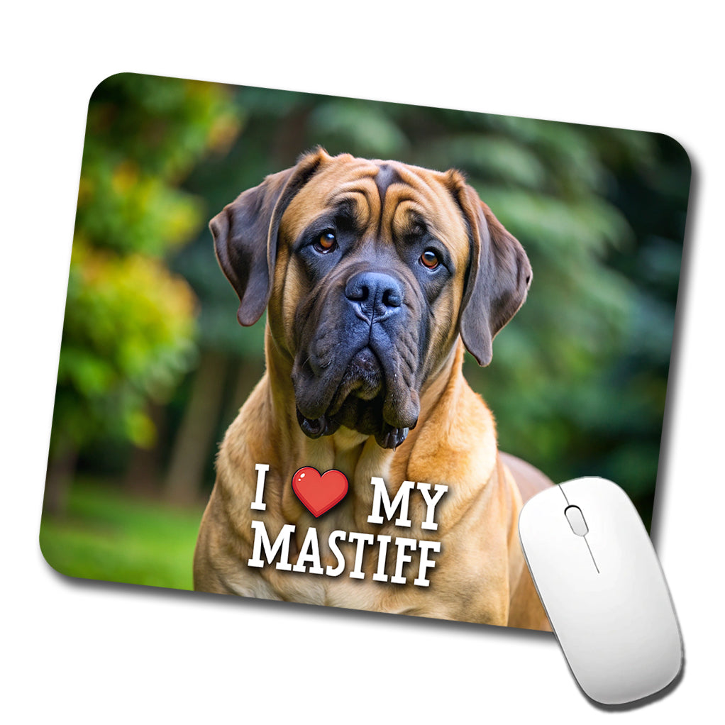 I Love My Mastiff Dog Heart Low Profile Mouse Pad Mat