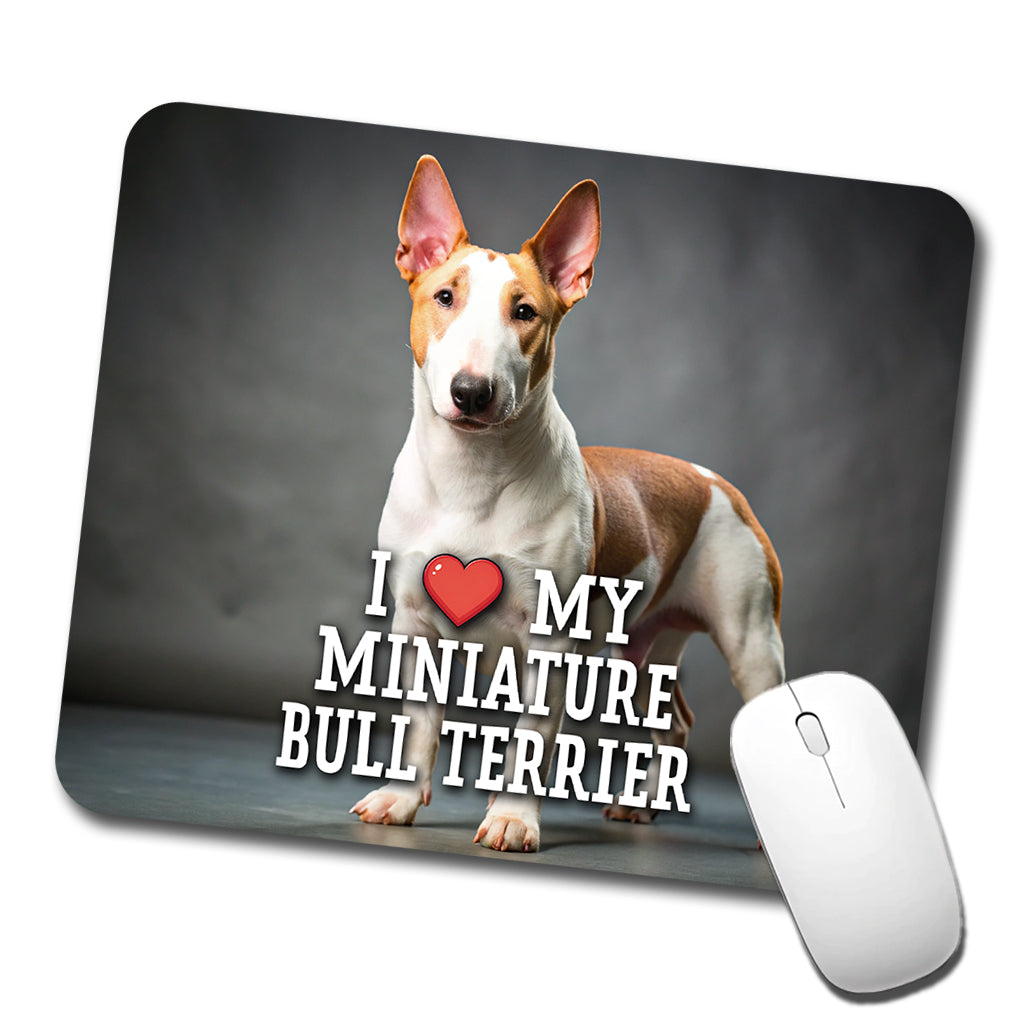 I Love My Miniature Bull Terrier Dog Heart Low Profile Mouse Pad Mat