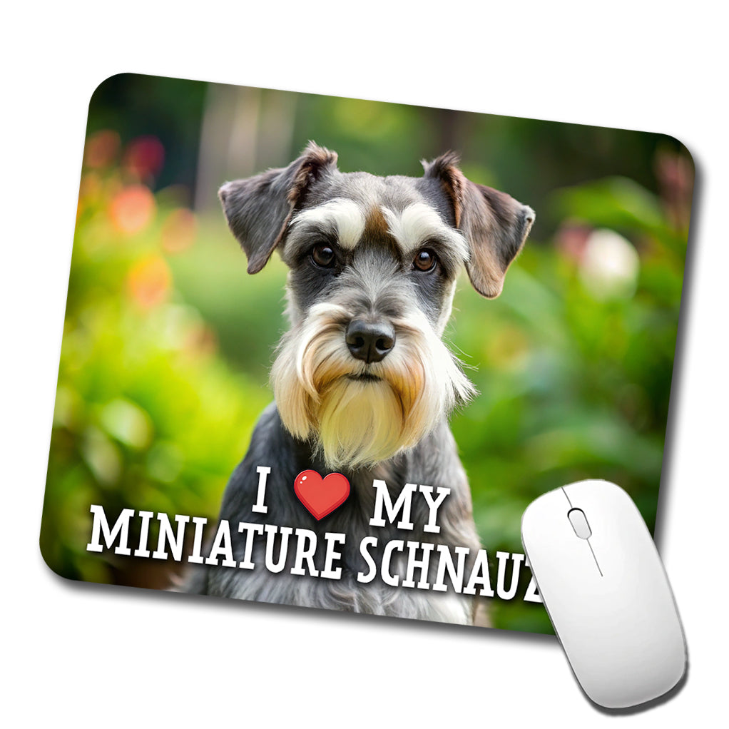 I Love My Miniature Schnauzer Dog Heart Low Profile Mouse Pad Mat
