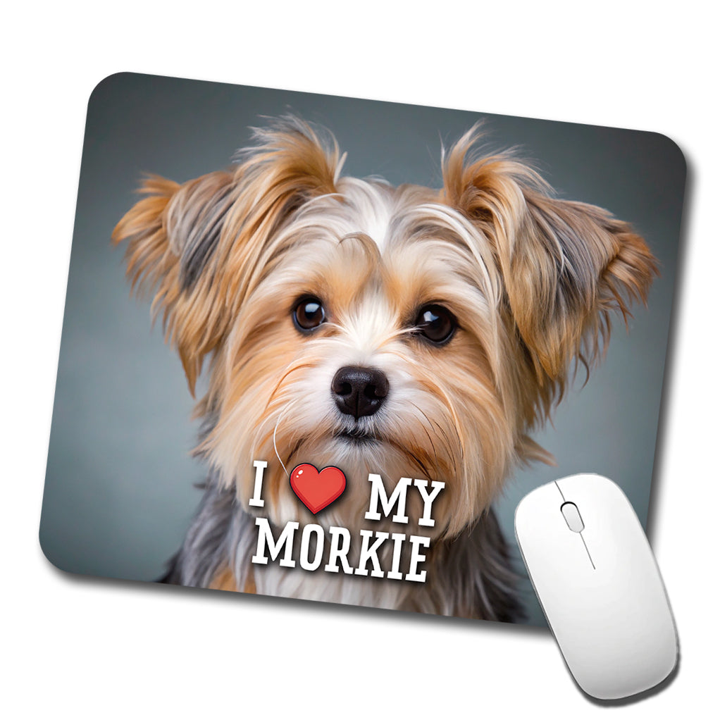 I Love My Morkie Dog Heart Low Profile Mouse Pad Mat