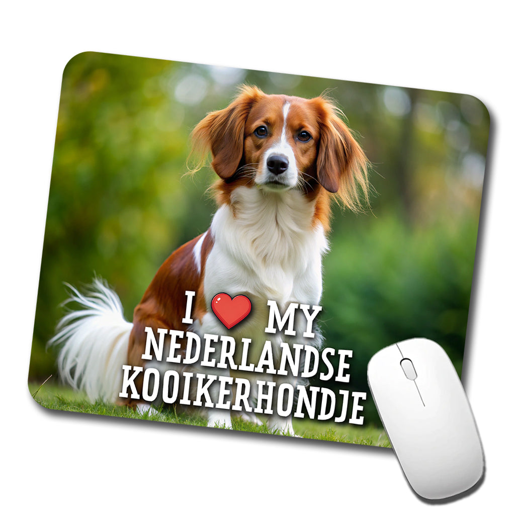 I Love My Nederlandse Kooikerhondje Dog Heart Low Profile Mouse Pad Mat