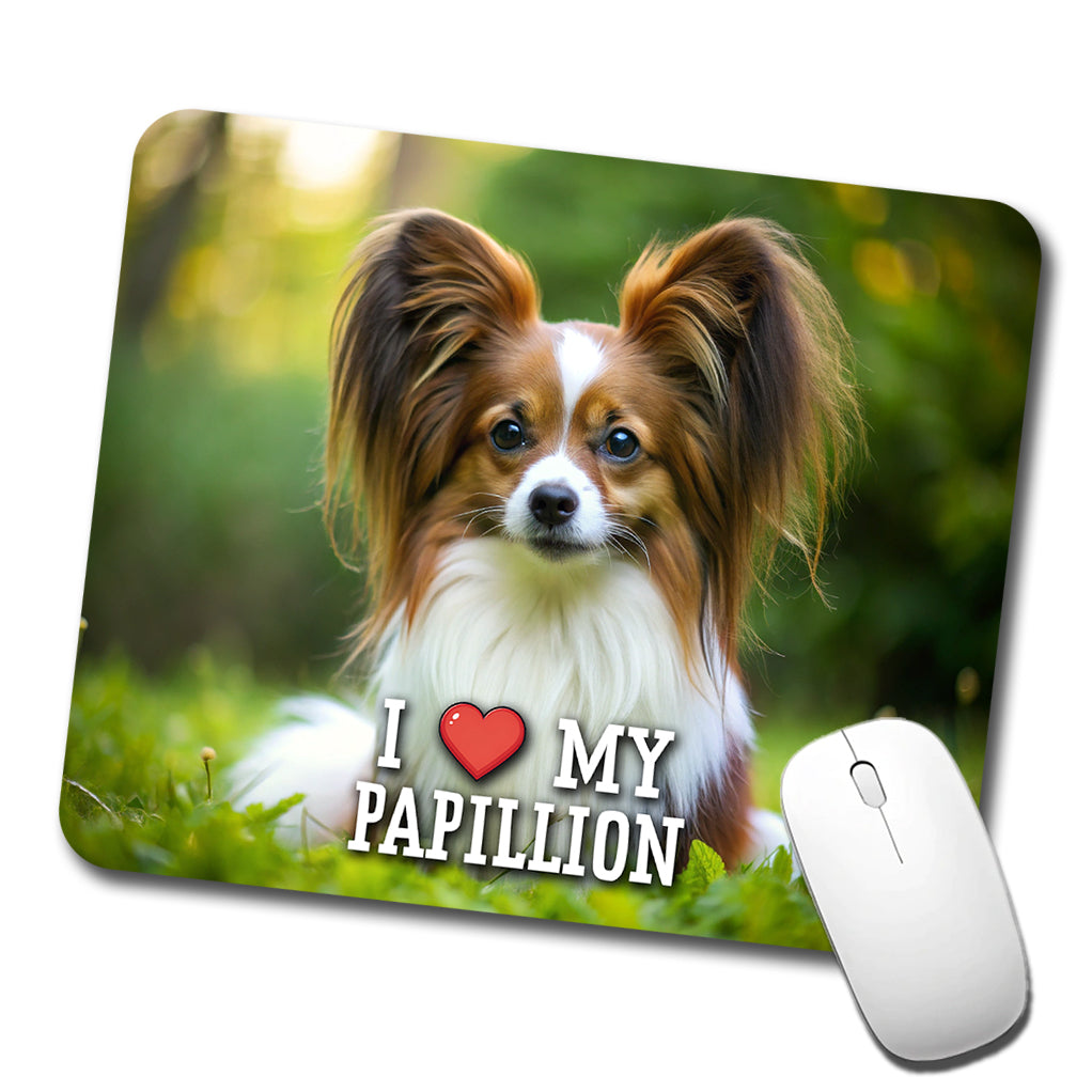 I Love My Papillion Dog Heart Low Profile Mouse Pad Mat