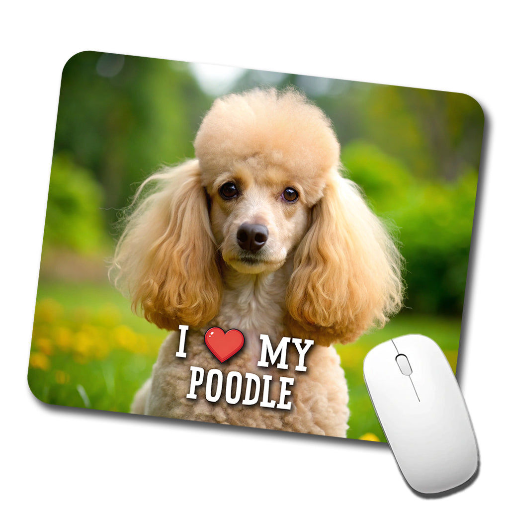 I Love My Poodle Dog Heart Low Profile Mouse Pad Mat