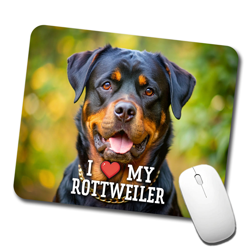 I Love My Rottweiler Dog Heart Low Profile Mouse Pad Mat