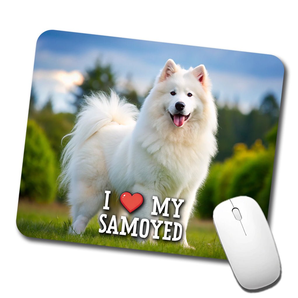 I Love My Samoyed Dog Heart Low Profile Mouse Pad Mat