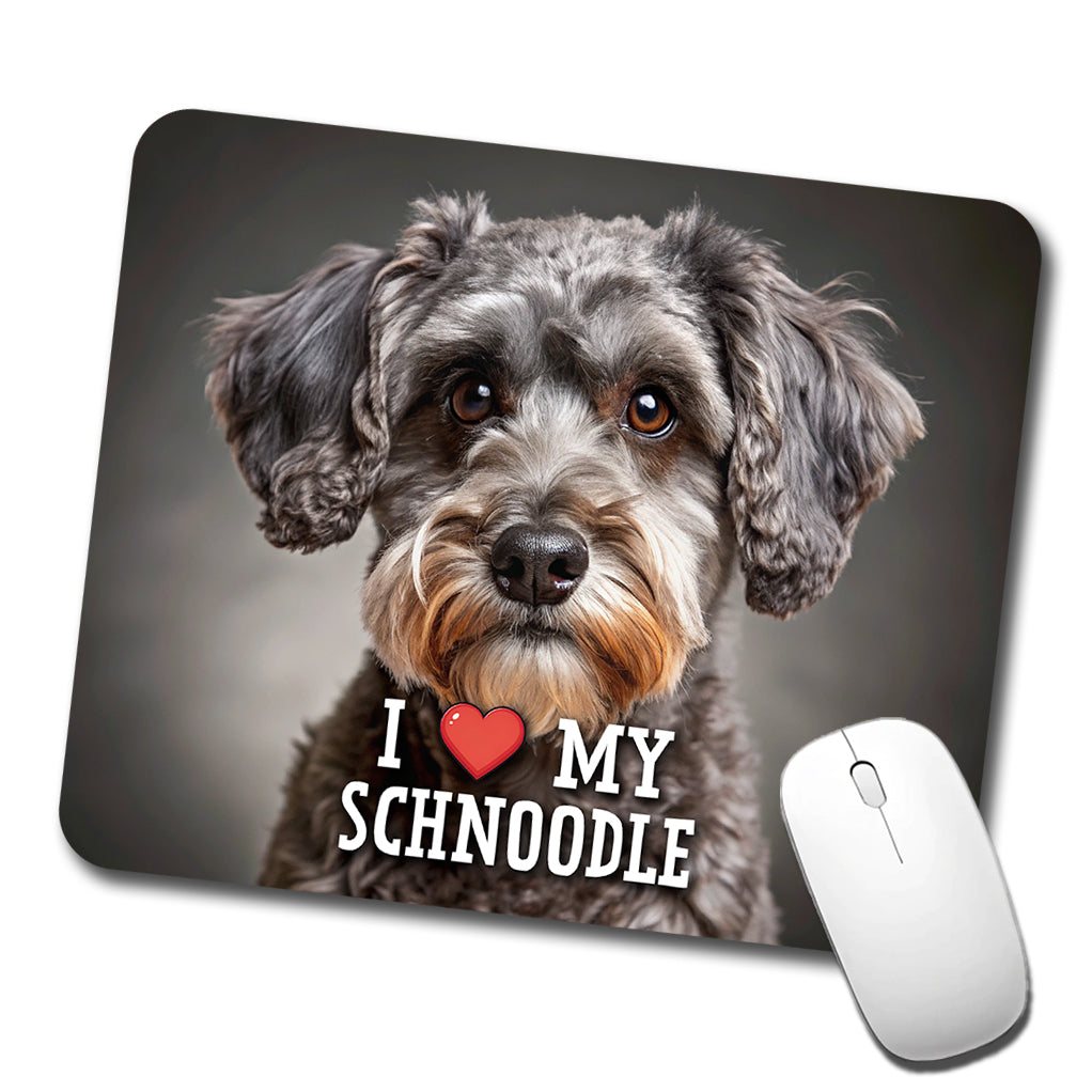I Love My Schnoodle Dog Heart Low Profile Mouse Pad Mat