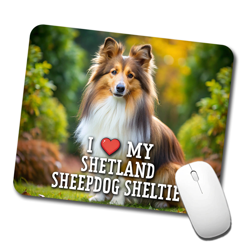 I Love My Shetland Sheepdog Sheltie Dog Heart Low Profile Mouse Pad Mat