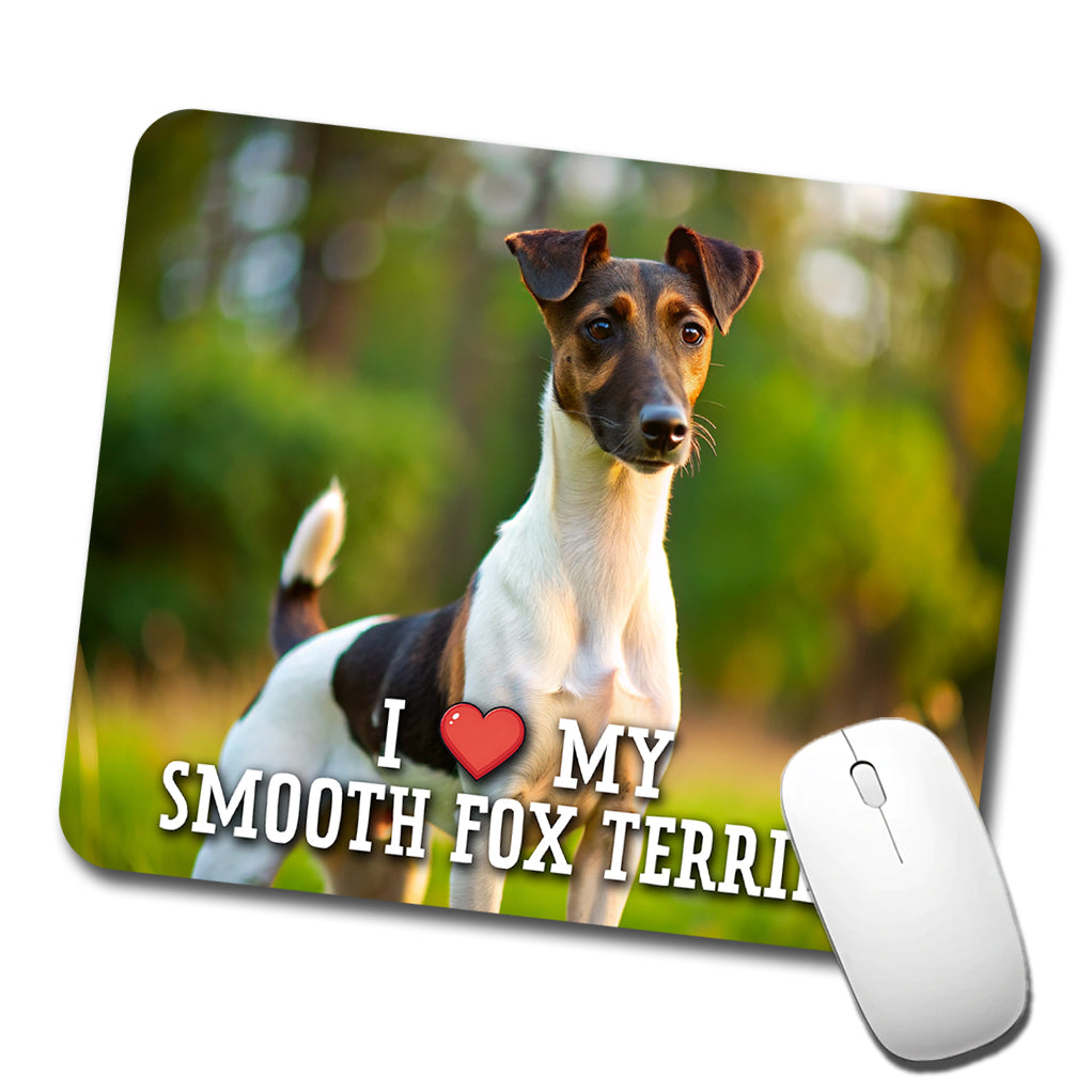 I Love My Smooth Fox Terrier Dog Heart Low Profile Mouse Pad Mat