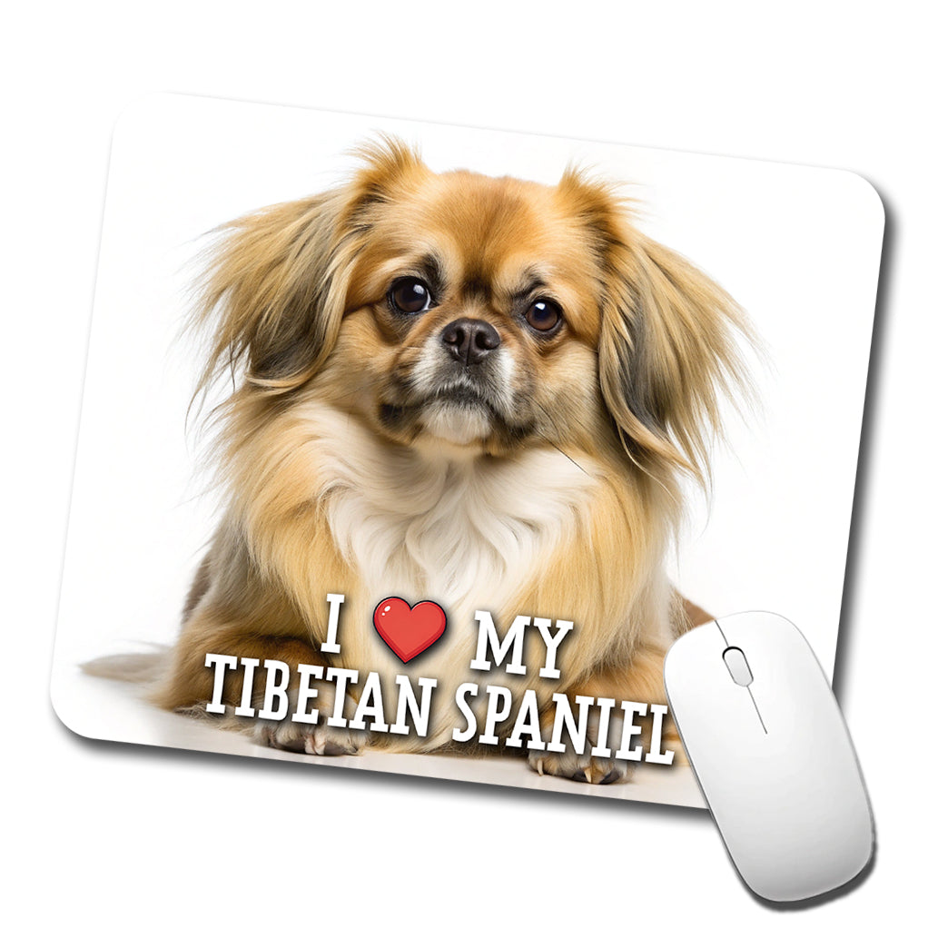 I Love My Tibetan Spaniel Dog Heart Low Profile Mouse Pad Mat