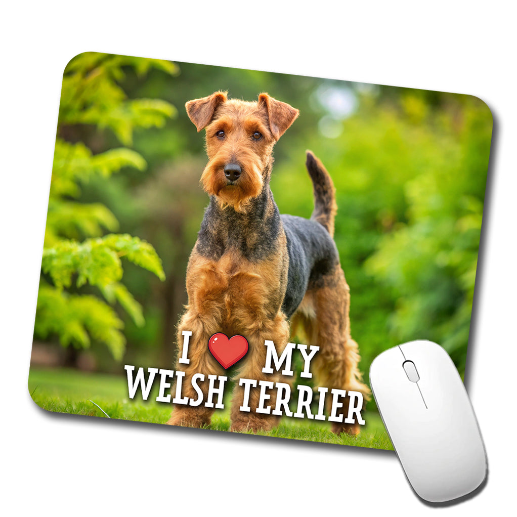 I Love My Welsh Terrier Dog Heart Low Profile Mouse Pad Mat