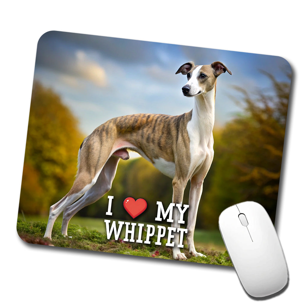 I Love My Whippet Dog Heart Low Profile Mouse Pad Mat