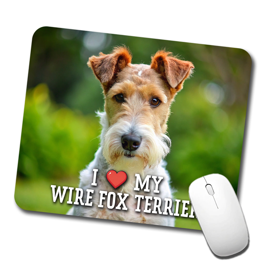 I Love My Wire Fox Terrier Dog Heart Low Profile Mouse Pad Mat