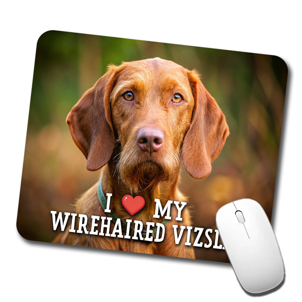 I Love My Wirehaired Vizsla Dog Heart Low Profile Mouse Pad Mat
