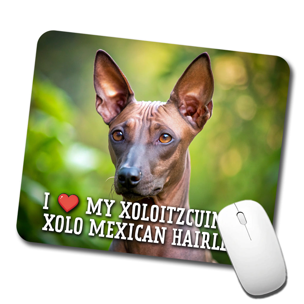 I Love My Xoloitzcuintli Xolo Mexican Hairless Dog Heart Low Profile Mouse Pad Mat