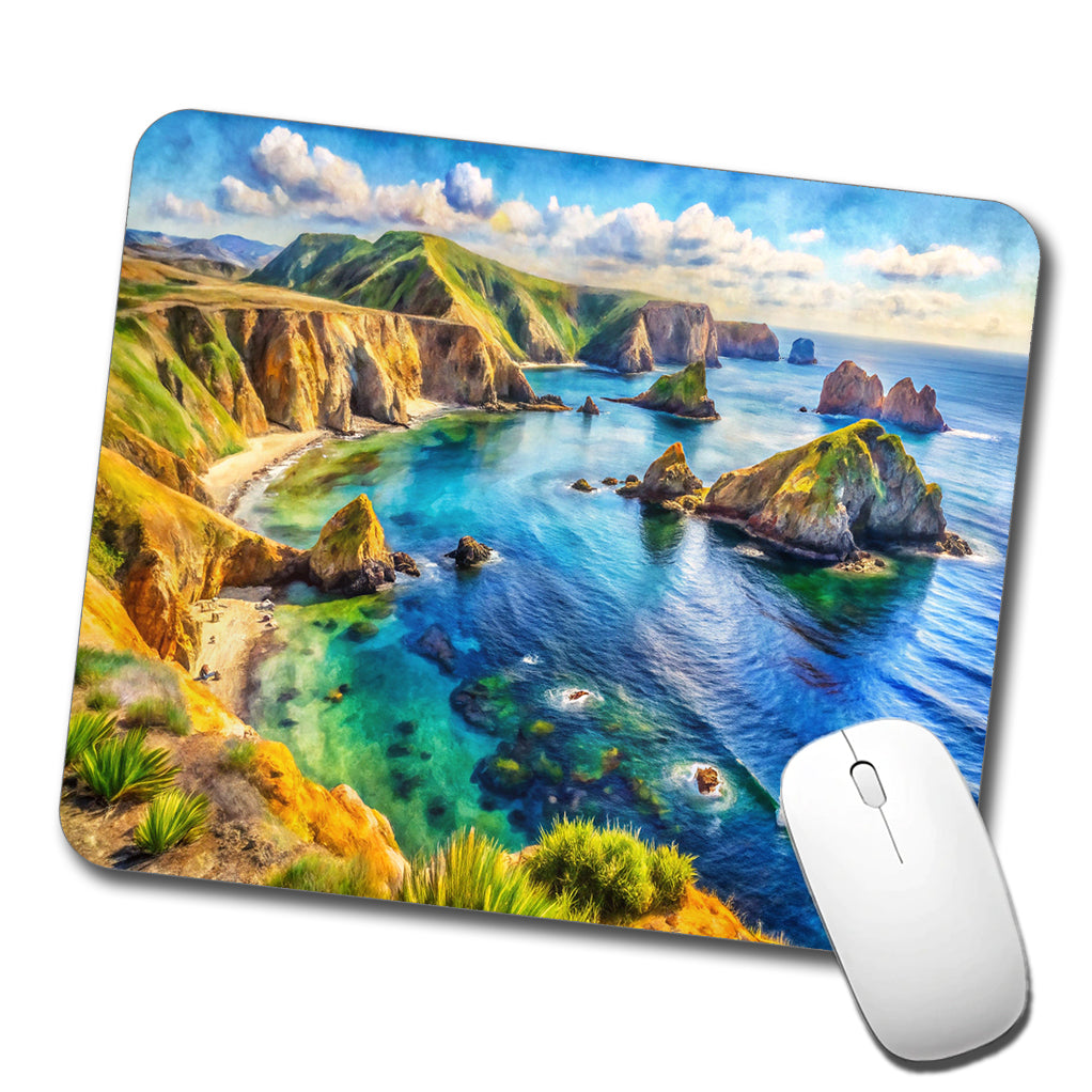 Channel Islands National Park California Watercolor Style Low Profile Mouse Pad Mat