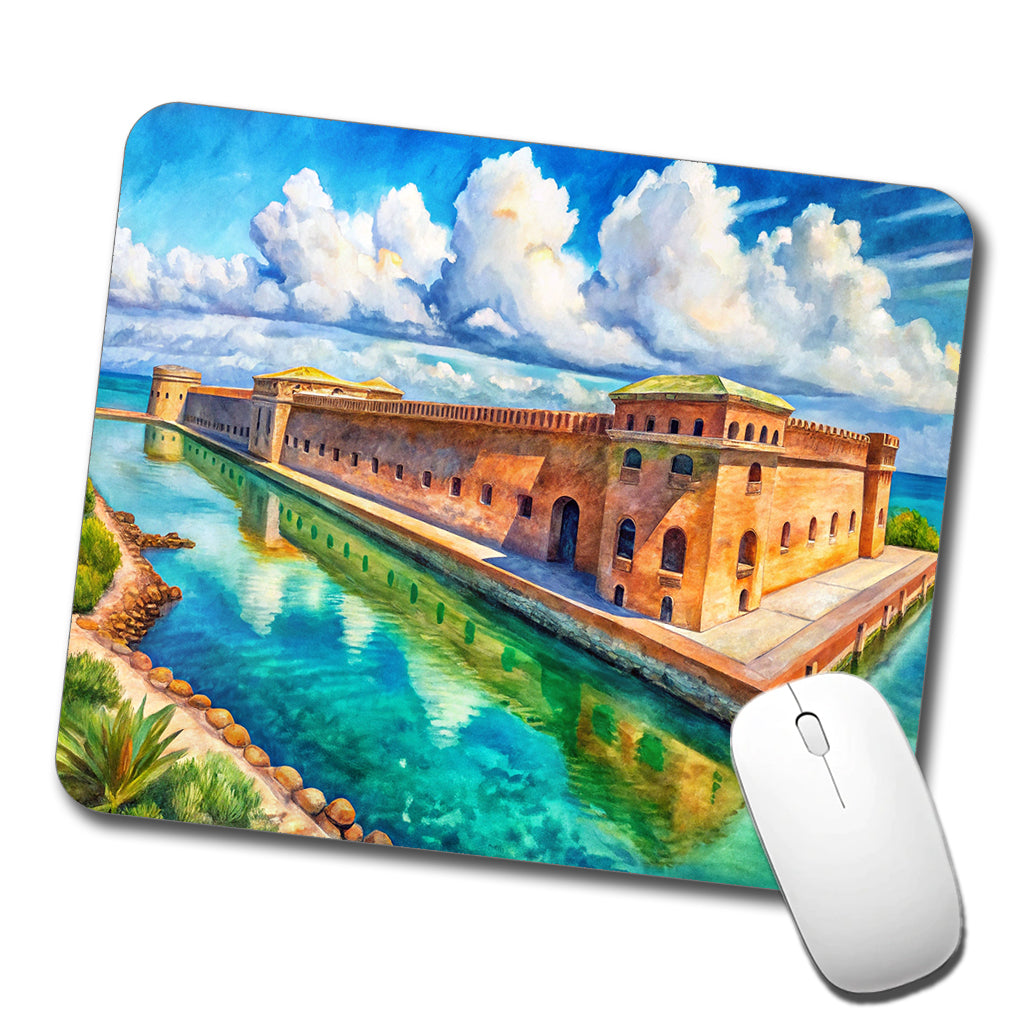 Dry Tortugas National Park Florida Watercolor Style Low Profile Mouse Pad Mat