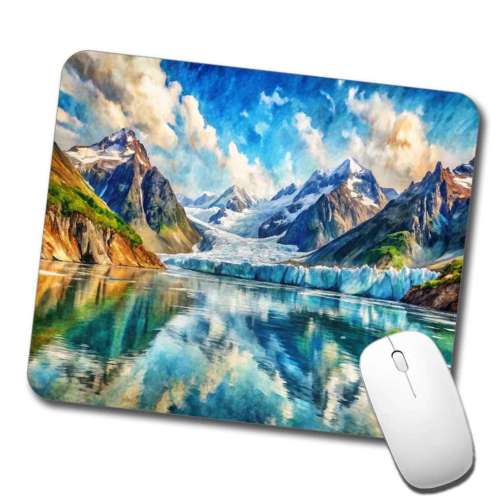 Glacier Bay National Park Alaska Watercolor Style Low Profile Mouse Pad Mat