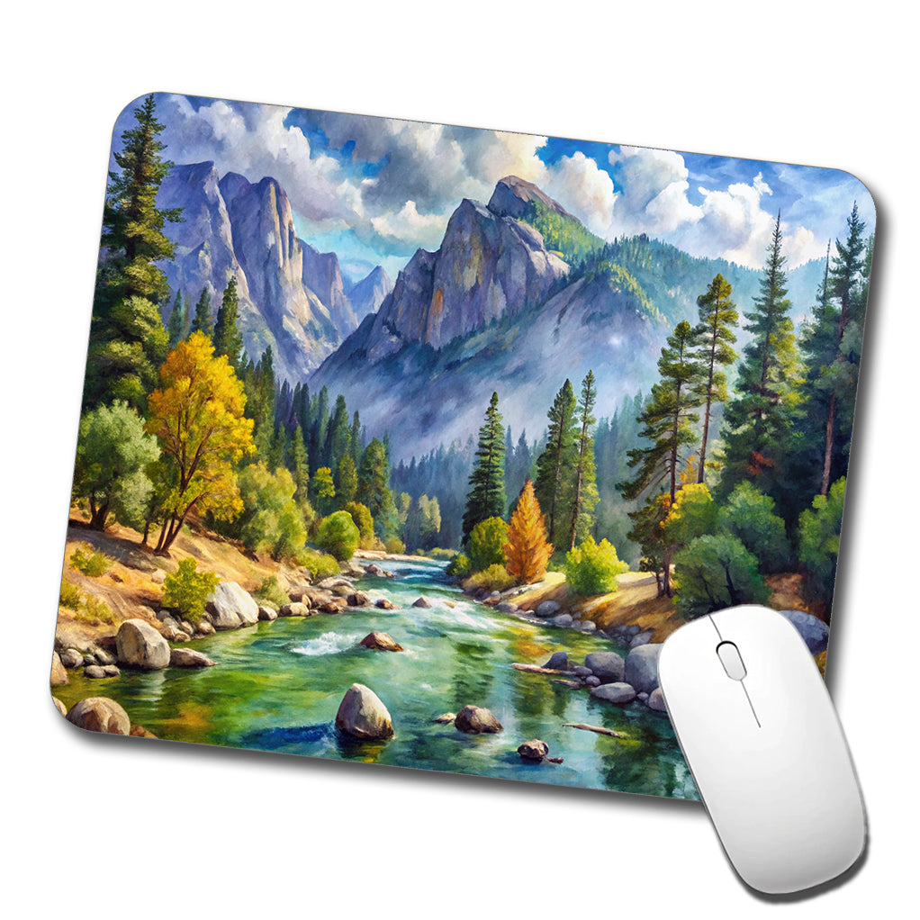 Kings Canyon National Park California Watercolor Style Low Profile Mouse Pad Mat