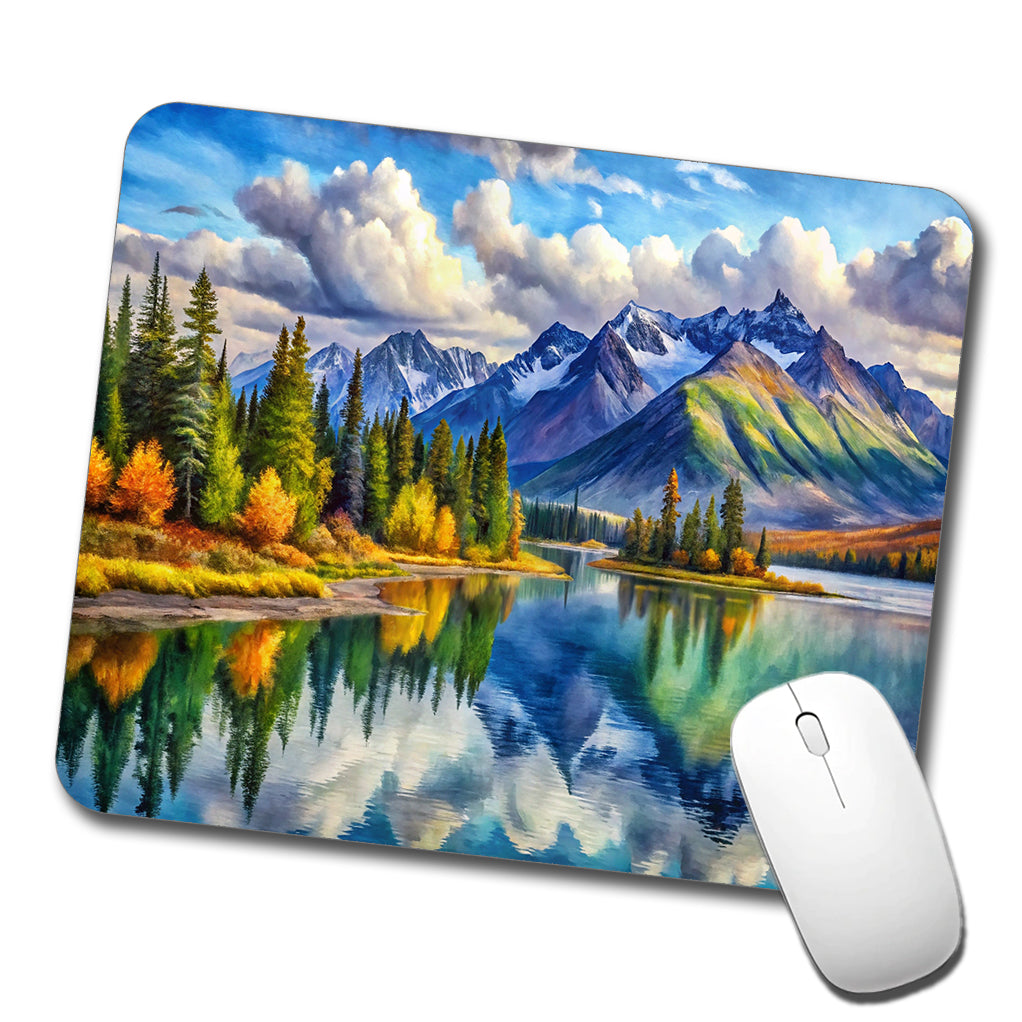 Lake Clark National Park Alaska Watercolor Style Low Profile Mouse Pad Mat
