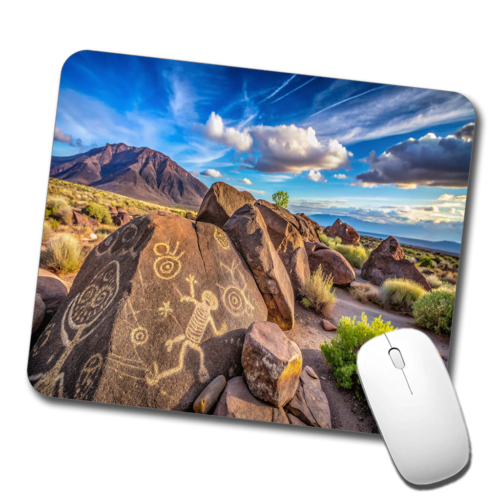 Petroglyph National Monument New Mexico Watercolor Style Low Profile Mouse Pad Mat