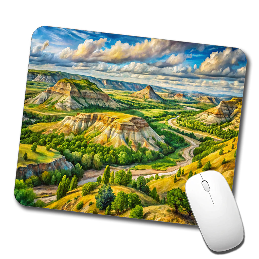 Theodore Roosevelt National Park North Dakota Watercolor Style Low Profile Mouse Pad Mat