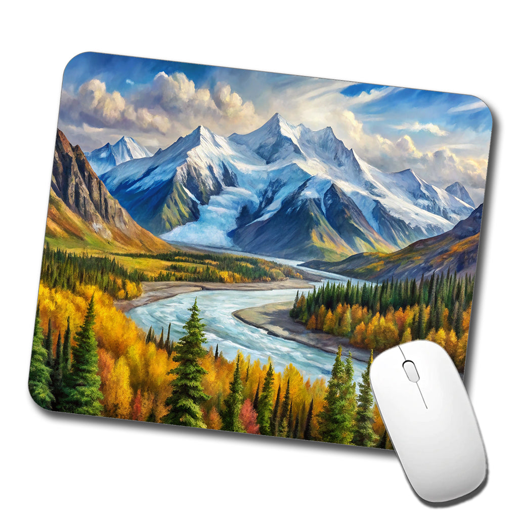 Wrangell - St. Elias National Park Alaska Watercolor Style Low Profile Mouse Pad Mat