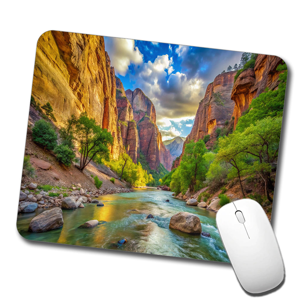 Zion National Park Utah Watercolor Style Low Profile Mouse Pad Mat