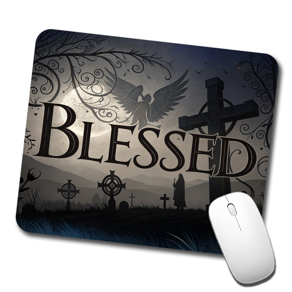 Blessed Angels Crosses Religious Low Profile Mouse Pad Mat