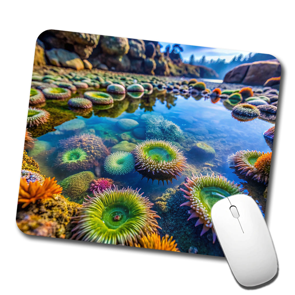 Colorful Ocean Beach Tide Pool Low Profile Mouse Pad Mat