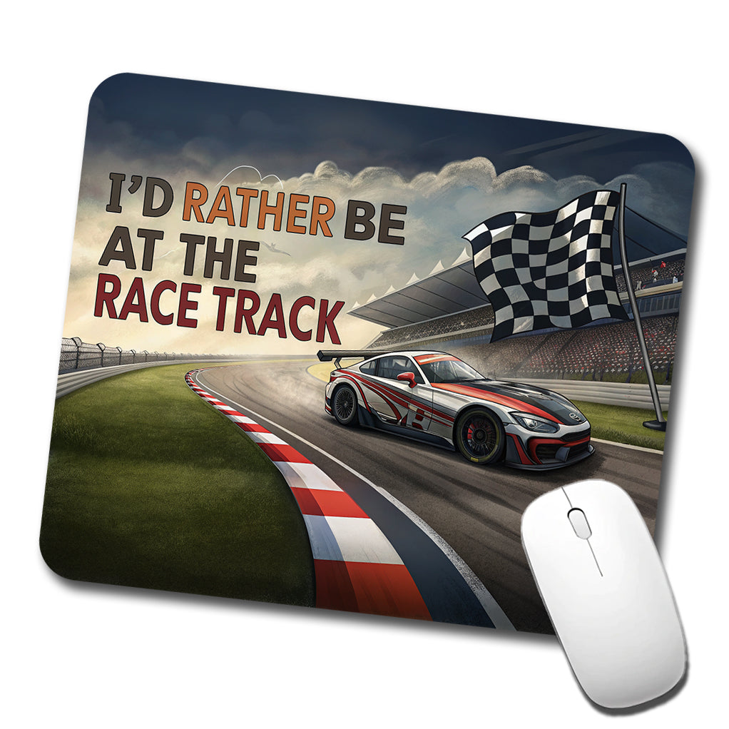 I'd Rather Be At The Race Track Checkered Flag Low Profile Mouse Pad Mat