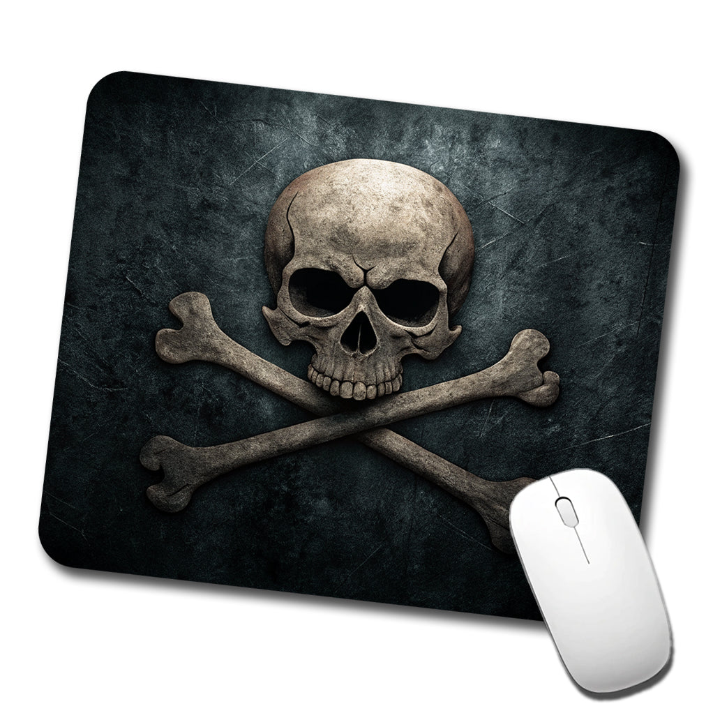 Pirate Skull and Crossbones Dark Rustic Low Profile Mouse Pad Mat