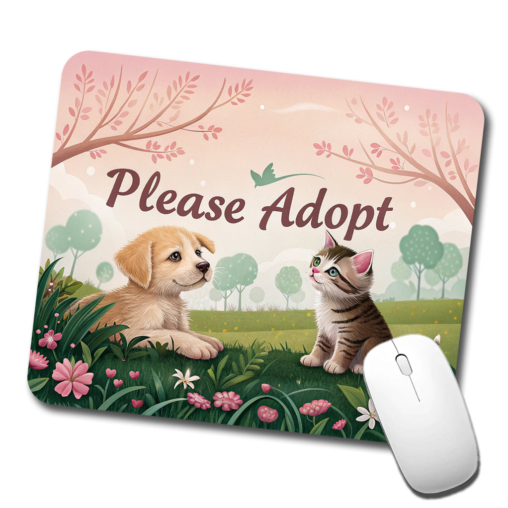 Please Adopt Animal Pet Dog Cat Rescue Low Profile Mouse Pad Mat