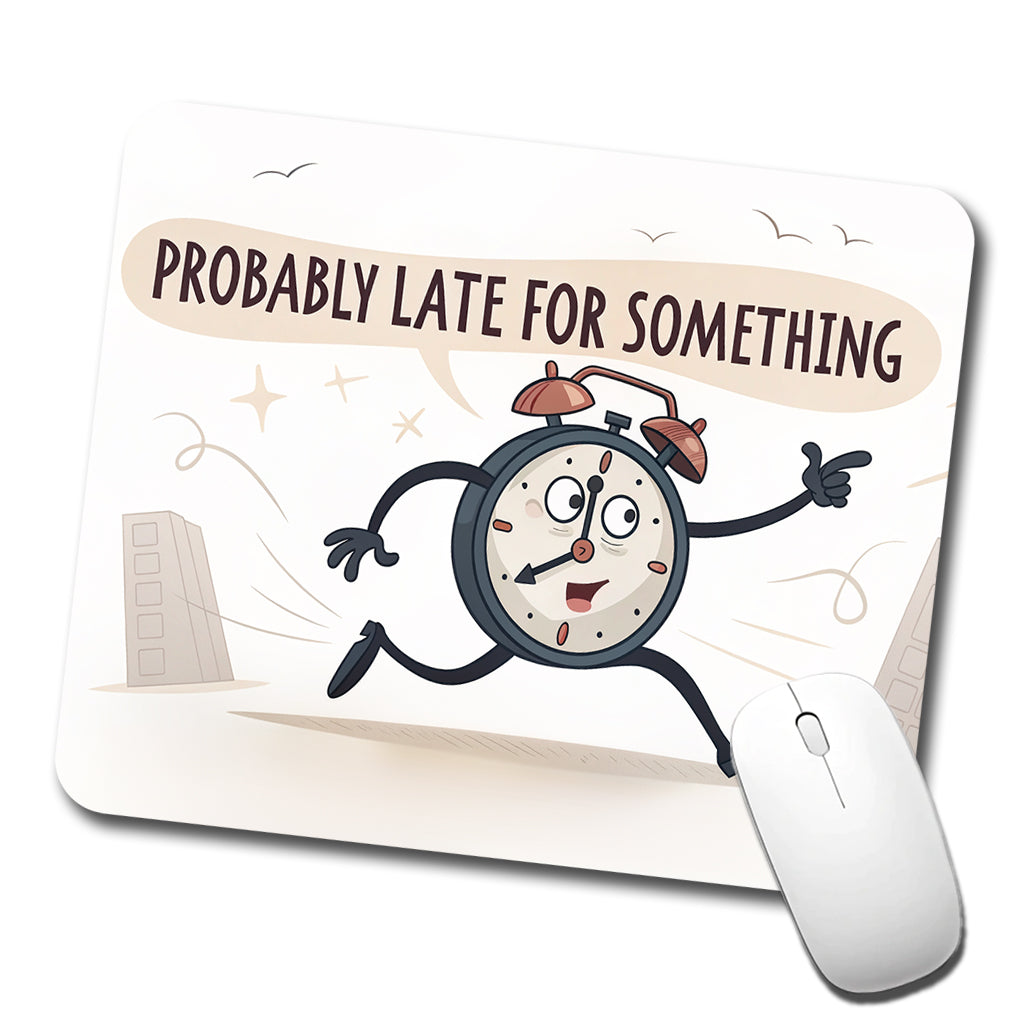 Probably Late For Something Funny Running Clock Low Profile Mouse Pad Mat