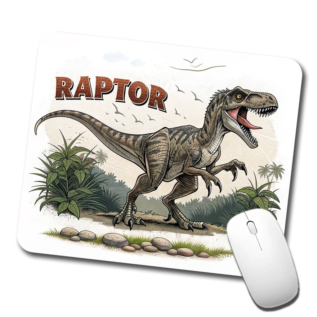 Raptor Dinosaur Cartoon Low Profile Mouse Pad Mat