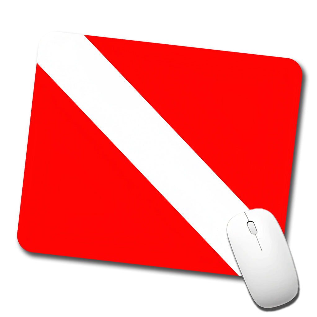 Scuba Diving Flag Red White Diver Down Low Profile Mouse Pad Mat