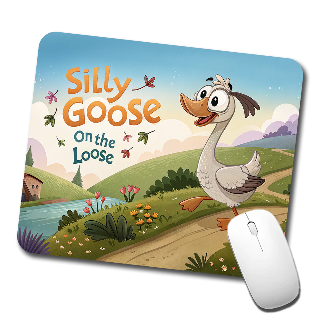 Silly Goose On The Loose Funny Cartoon Low Profile Mouse Pad Mat